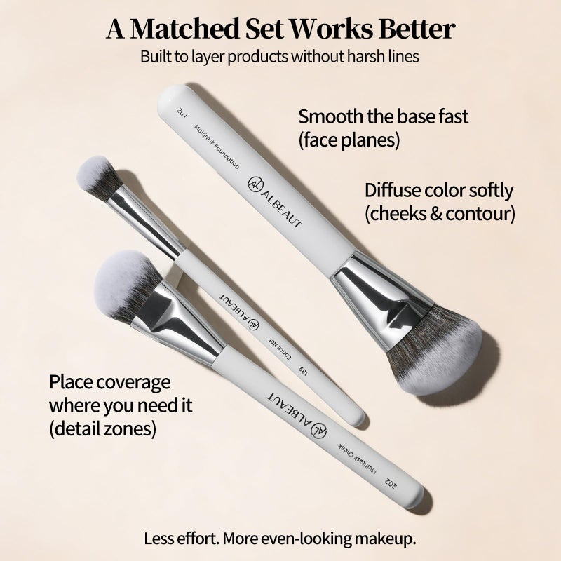 Albeaut Makeup Brush for Foundation Concealer Blush Contour Liquid Cream Blending Angled Shape - Image 4