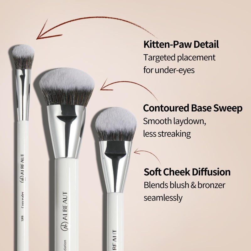Albeaut Makeup Brush for Foundation Concealer Blush Contour Liquid Cream Blending Angled Shape - Image 5