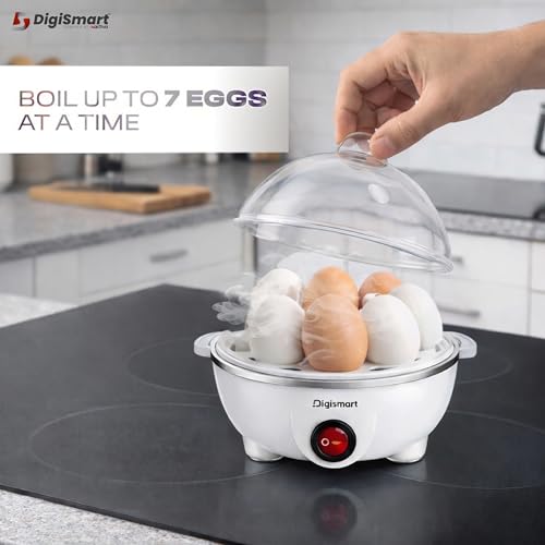 DIGISMART Electric Egg Boiler Cooker & Steamer, 3 Boiling Mode, Steam Corn & Vegetables, 7 Eggs Boiling Capacity, Auto Shut off, Overheat Protection, Shock Proof Body, 1 Year Warranty (White) - Image 4