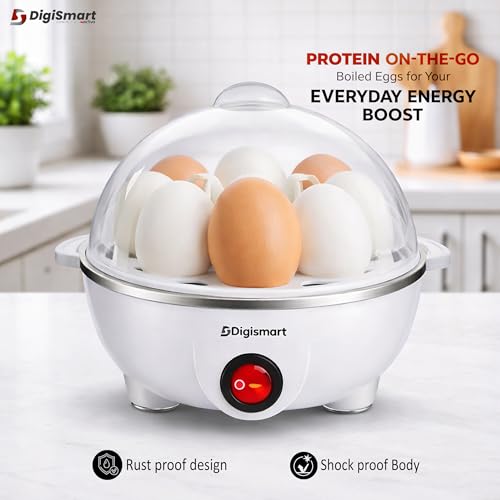 DIGISMART Electric Egg Boiler Cooker & Steamer, 3 Boiling Mode, Steam Corn & Vegetables, 7 Eggs Boiling Capacity, Auto Shut off, Overheat Protection, Shock Proof Body, 1 Year Warranty (White) - Image 2