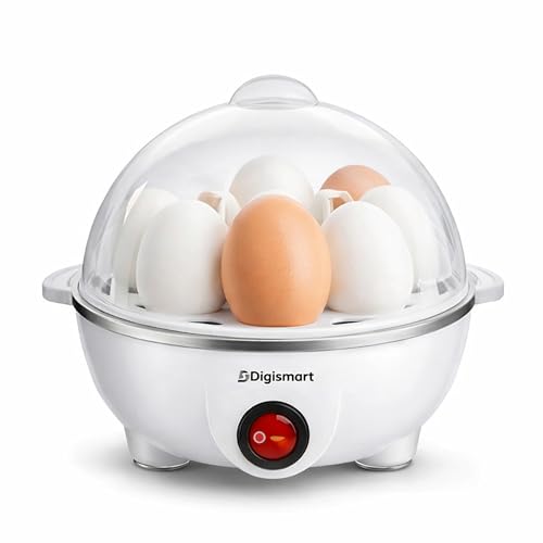 DIGISMART Electric Egg Boiler Cooker & Steamer, 3 Boiling Mode, Steam Corn & Vegetables, 7 Eggs Boiling Capacity, Auto Shut off, Overheat Protection, Shock Proof Body, 1 Year Warranty (White) - Image 1