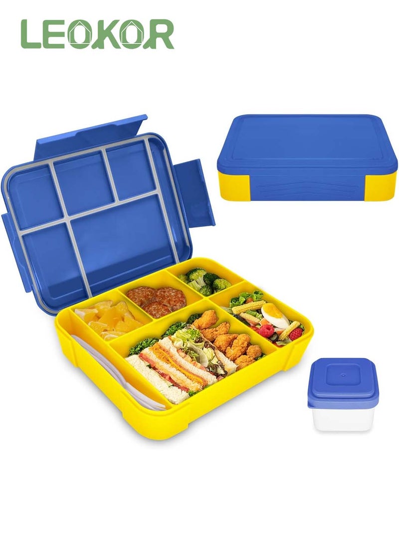 LEOKOR Bento Lunch Box for Kids, Bento Box Adult Lunch Box with 6 Compartment, Leakproof Lunch Container with Utensil Sauce Dressing Containers  - Image 1