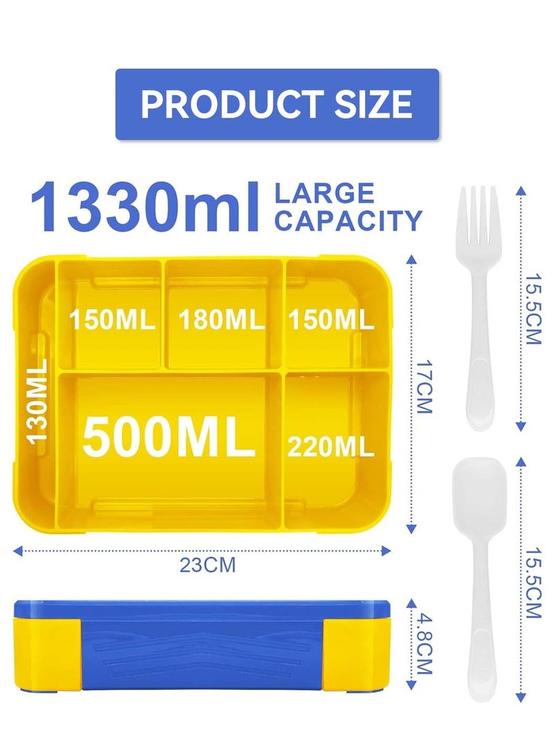 LEOKOR Bento Lunch Box for Kids, Bento Box Adult Lunch Box with 6 Compartment, Leakproof Lunch Container with Utensil Sauce Dressing Containers  - Image 4