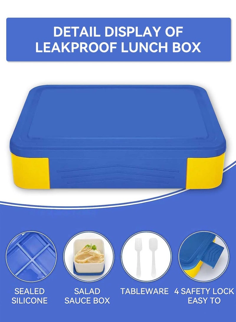 LEOKOR Bento Lunch Box for Kids, Bento Box Adult Lunch Box with 6 Compartment, Leakproof Lunch Container with Utensil Sauce Dressing Containers  - Image 2
