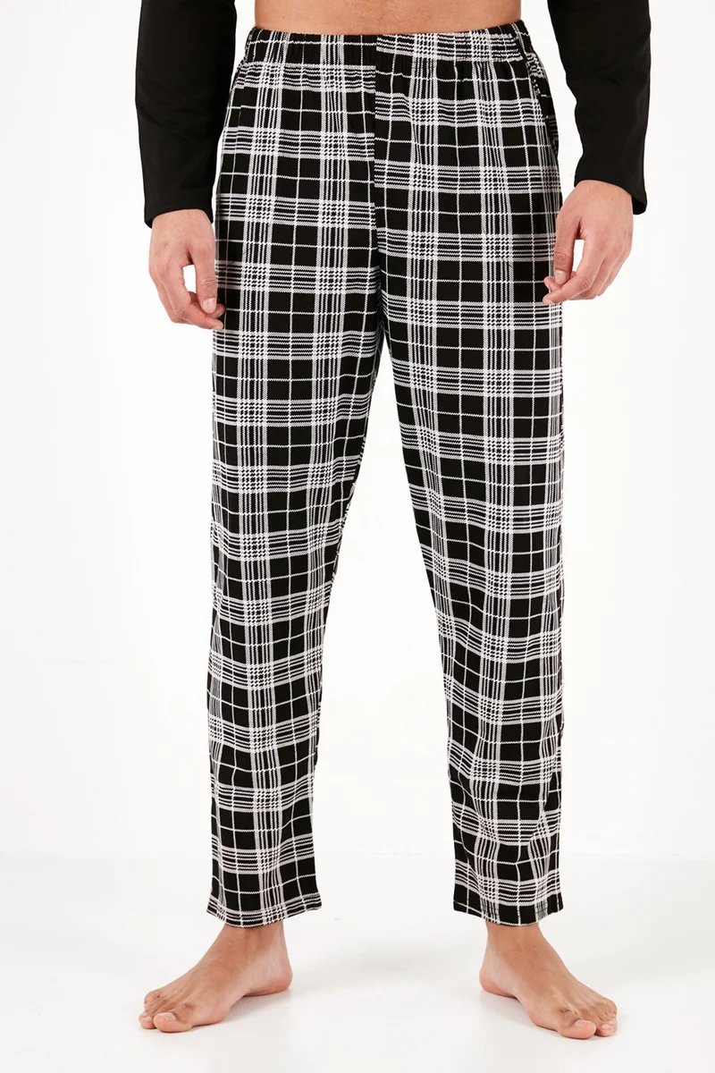 Buratti Plaid Cotton Regular Fit Long Sleeve Pajama Set Men's Pajama Set 6572005
