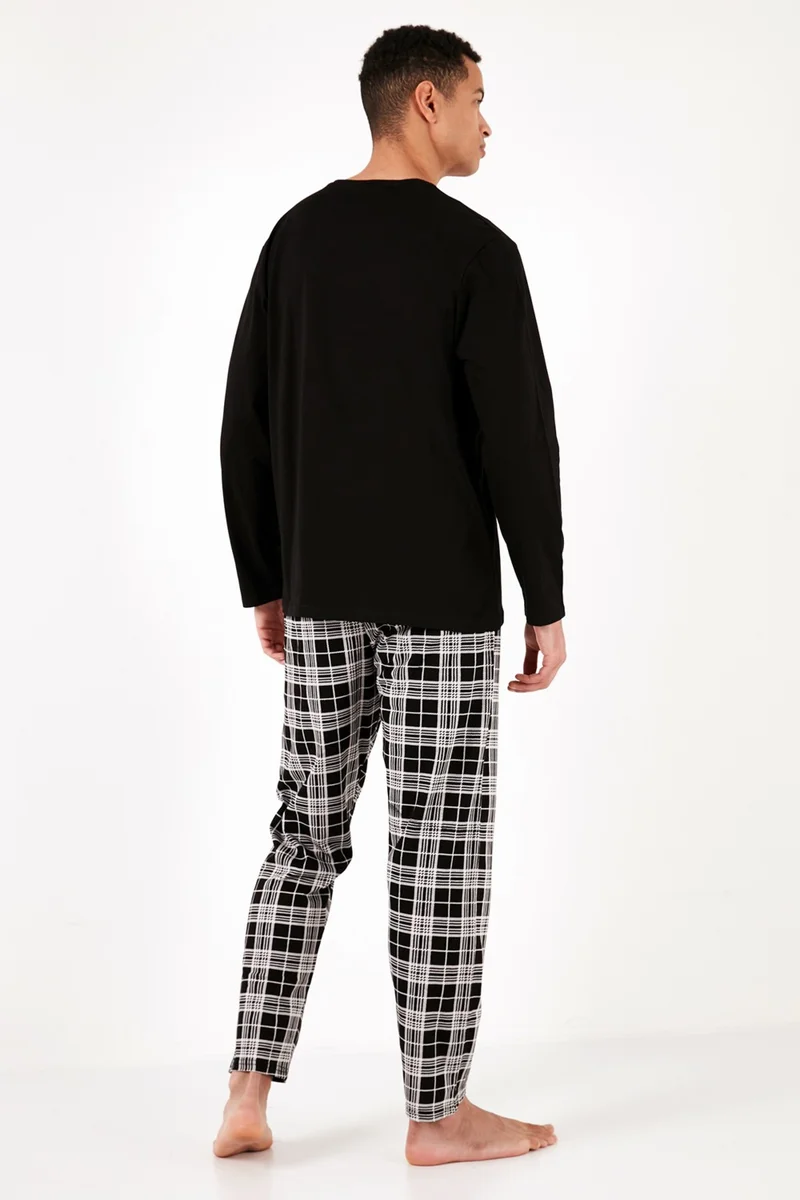 Buratti Plaid Cotton Regular Fit Long Sleeve Pajama Set Men's Pajama Set 6572005