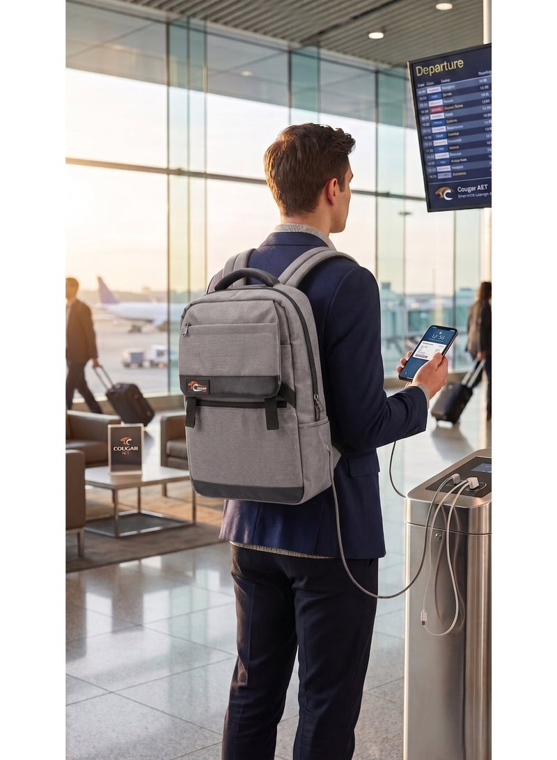 COUGAR Professional Laptop Backpack, Water-Resistant, Fits 15-inch Laptops, Grey - Image 3