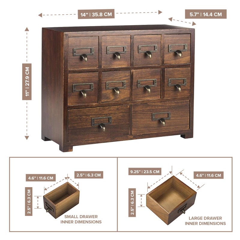 Primo Supply Traditional Card Catalog Solid Wood Small Chinese Medicine Small Curio Cabinet l Vintage Retro Look Tea Storage Organizer Apothecary Drawer Dresser l Modern Gadget Coffee Shelf | FULLY ASSEMBLED - Image 2