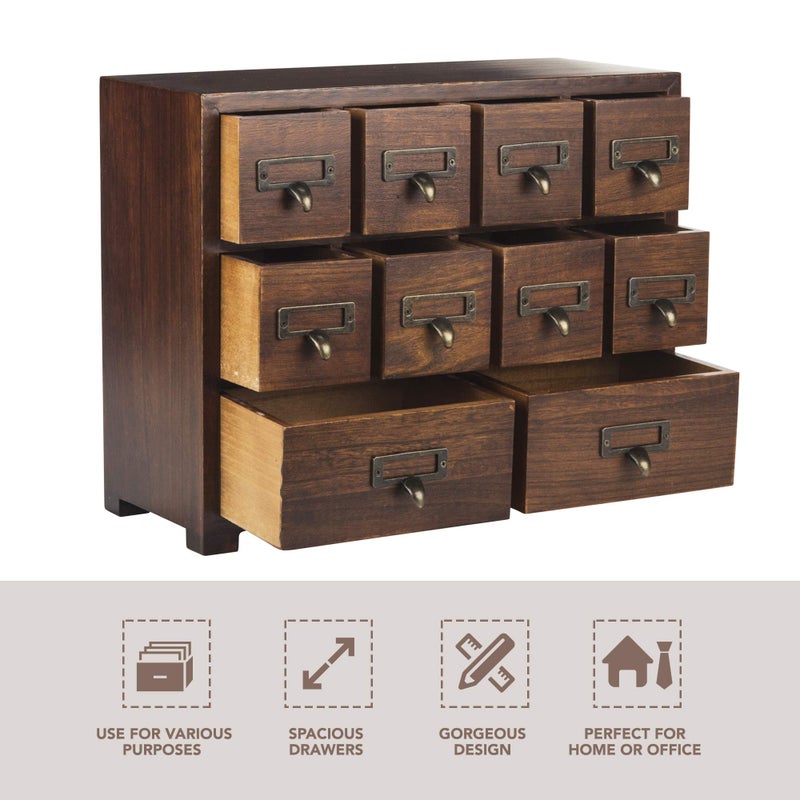 Primo Supply Traditional Card Catalog Solid Wood Small Chinese Medicine Small Curio Cabinet l Vintage Retro Look Tea Storage Organizer Apothecary Drawer Dresser l Modern Gadget Coffee Shelf | FULLY ASSEMBLED - Image 3