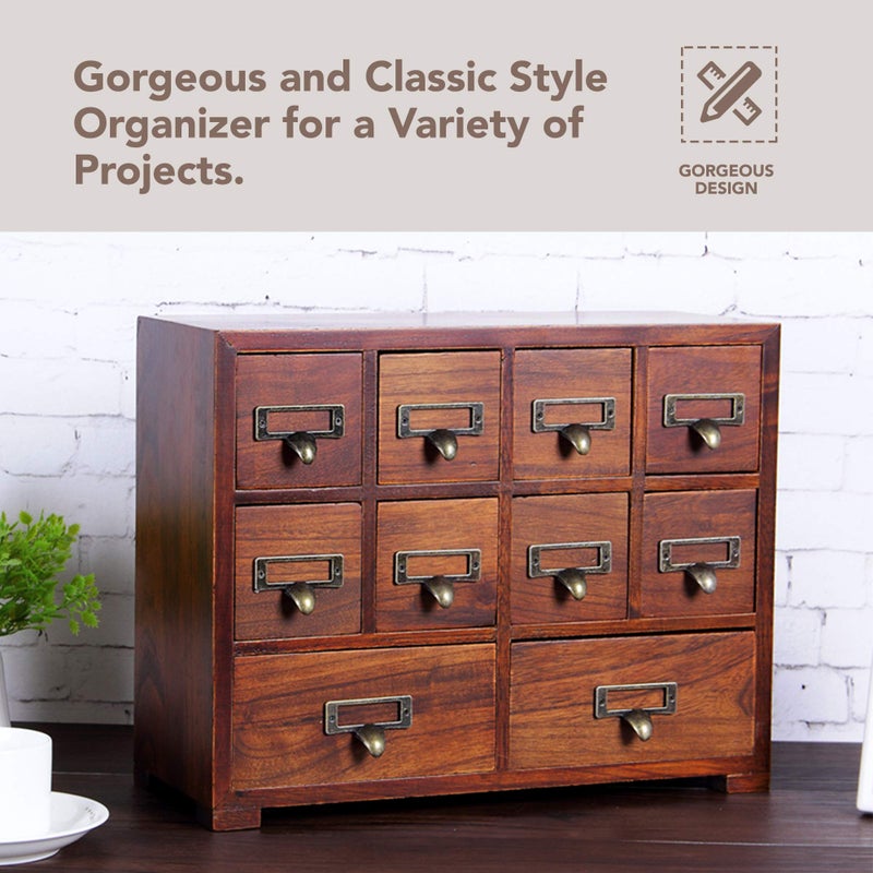 Primo Supply Traditional Card Catalog Solid Wood Small Chinese Medicine Small Curio Cabinet l Vintage Retro Look Tea Storage Organizer Apothecary Drawer Dresser l Modern Gadget Coffee Shelf | FULLY ASSEMBLED - Image 4