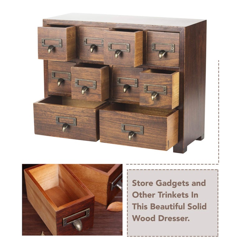 Primo Supply Traditional Card Catalog Solid Wood Small Chinese Medicine Small Curio Cabinet l Vintage Retro Look Tea Storage Organizer Apothecary Drawer Dresser l Modern Gadget Coffee Shelf | FULLY ASSEMBLED - Image 5