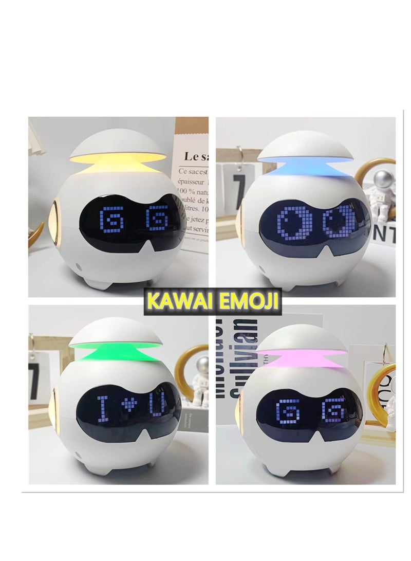 SYOSI Alarm Clock for Kids, USB Powered Wake Up Alarm Clock with Emoji, Dual Alarm Setting, Bluetooth Alarm Clock with Adjustable Night Light for Bedroom, Reading, Office, White  - Image 4