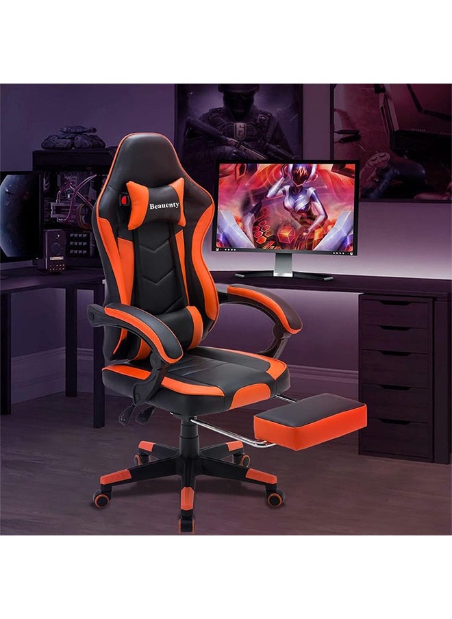 Beauenty - Gaming Chair, Racing Style Office Chair, Adjustable Lumbar Cushion Swivel Rocker, High Back Ergonomic Computer Desk Chair with Footrest - Image 1