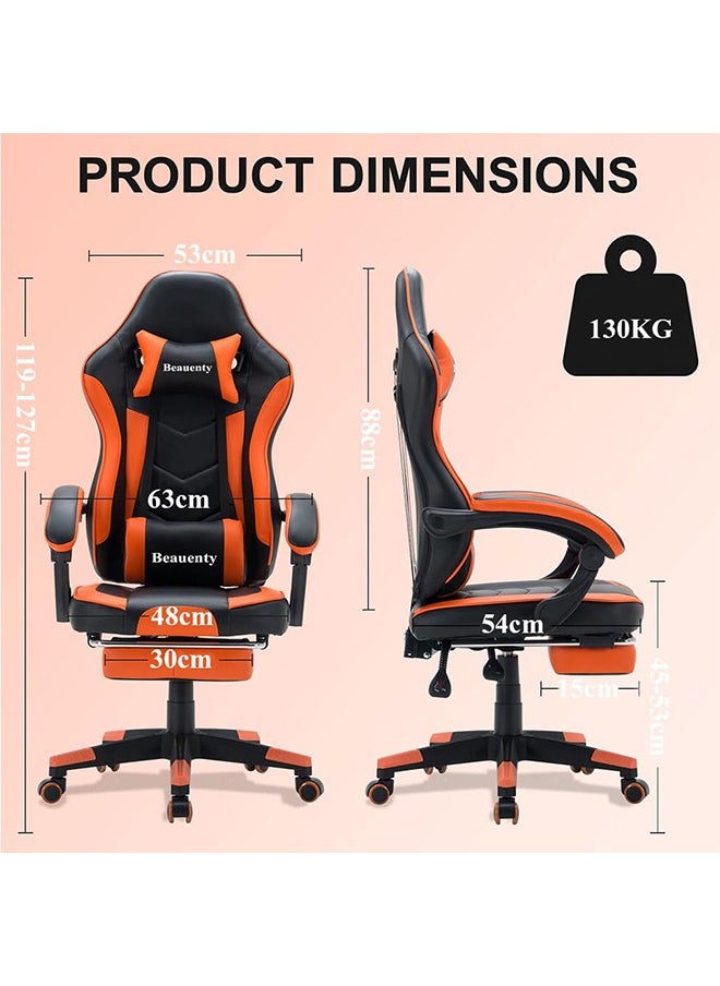 Beauenty - Gaming Chair, Racing Style Office Chair, Adjustable Lumbar Cushion Swivel Rocker, High Back Ergonomic Computer Desk Chair with Footrest - Image 1