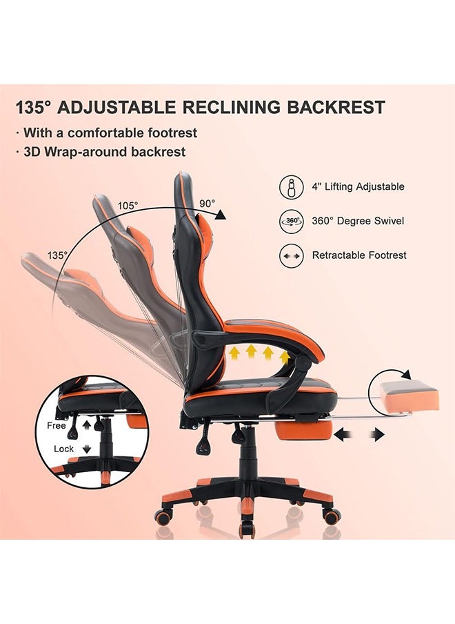 Beauenty - Gaming Chair, Racing Style Office Chair, Adjustable Lumbar Cushion Swivel Rocker, High Back Ergonomic Computer Desk Chair with Footrest - Image 1