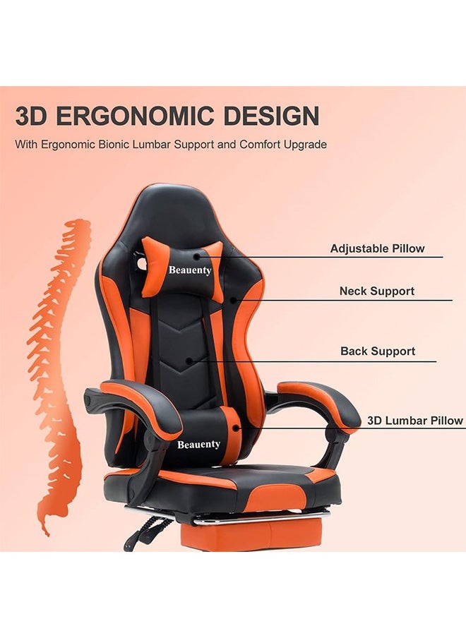 Beauenty - Gaming Chair, Racing Style Office Chair, Adjustable Lumbar Cushion Swivel Rocker, High Back Ergonomic Computer Desk Chair with Footrest - Image 1