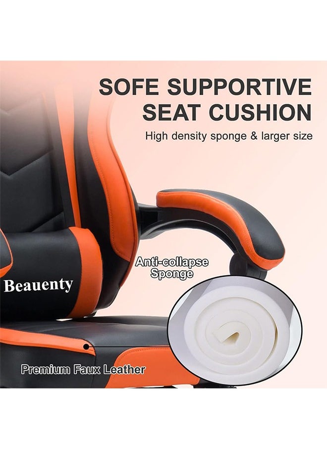 Beauenty - Gaming Chair, Racing Style Office Chair, Adjustable Lumbar Cushion Swivel Rocker, High Back Ergonomic Computer Desk Chair with Footrest - Image 1
