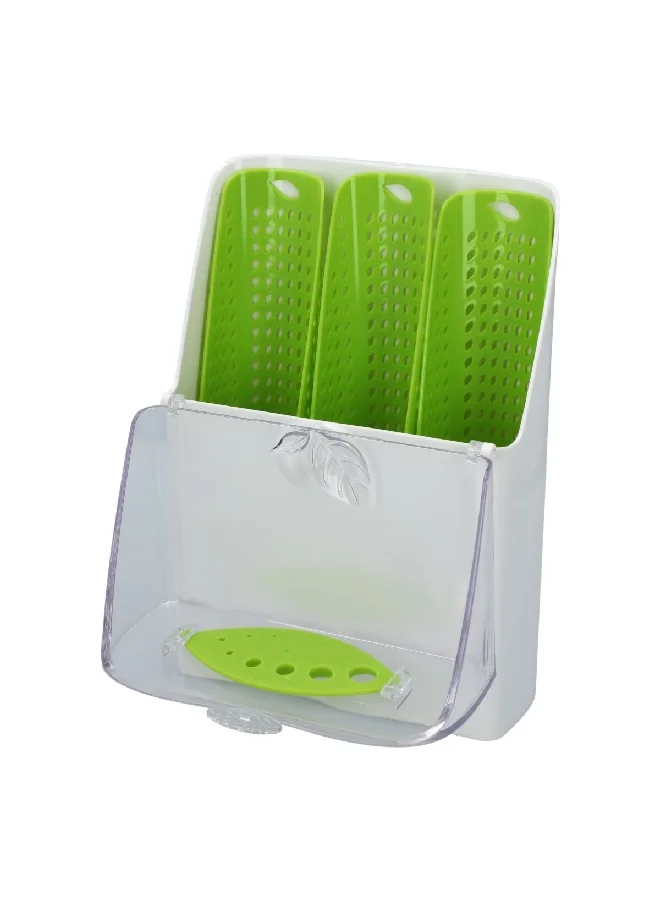 Felli Freezer Safe Snap Closure Fresh Herb Storage Container White and Green  26.1 x 9.8 x 18.8 cm