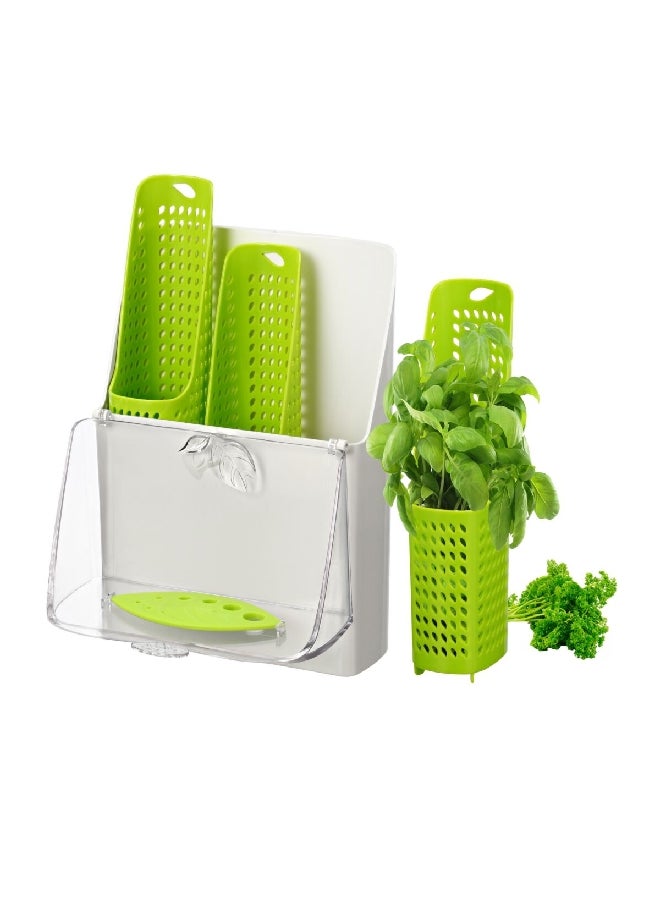 Felli Freezer Safe Snap Closure Fresh Herb Storage Container White and Green  26.1 x 9.8 x 18.8 cm  - Image 4