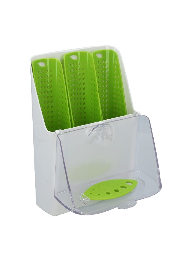 Felli Freezer Safe Snap Closure Fresh Herb Storage Container White and Green  26.1 x 9.8 x 18.8 cm  - Image 2