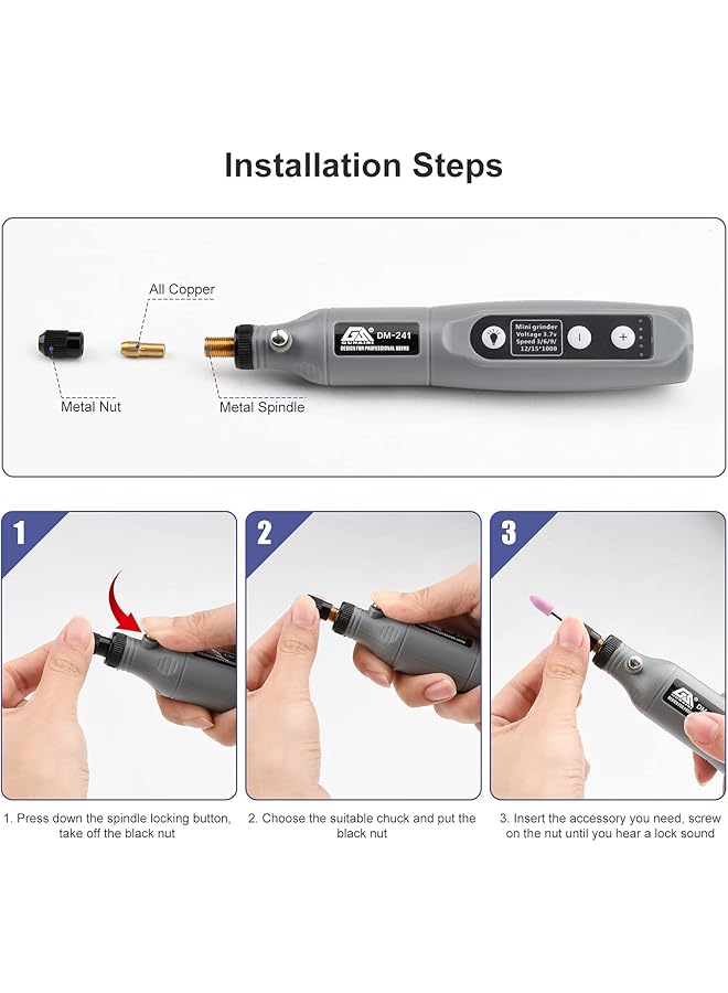 erorex Multiuse Tool Rotary Kit Cordless With 5 Speed And 26 Pcs Accessories Usb Charging Cable For Variety Of Crafting Cutting Sanding Grinding Engraving Nail Grooming Diy Project - Image 4