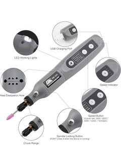 erorex Multiuse Tool Rotary Kit Cordless With 5 Speed And 26 Pcs Accessories Usb Charging Cable For Variety Of Crafting Cutting Sanding Grinding Engraving Nail Grooming Diy Project  - Image 3
