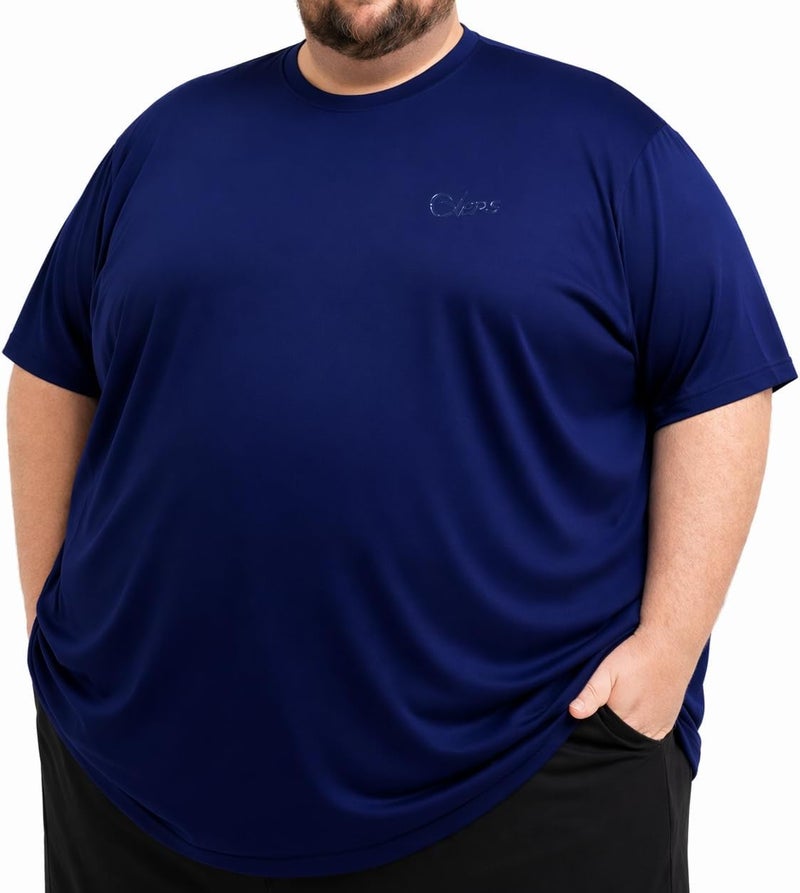 OVERS Plus Size Short Sleeves Round Neck Sports T-Shirts For Mens, Lightweight, Breathable, Stretchable Activewear for Gym, Running & Training. (XL-8XL) - Image 1
