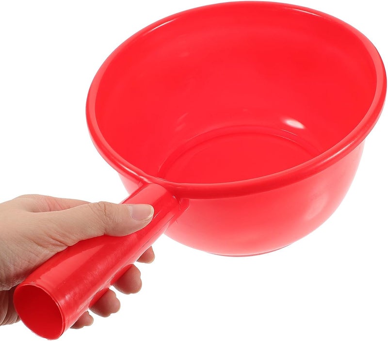 STOBAZA Handled Kitchen Water Ladle with Long Handle Reusable Plastic Water Scoop for Household Cooking and Bathroom Use in Red - Image 4