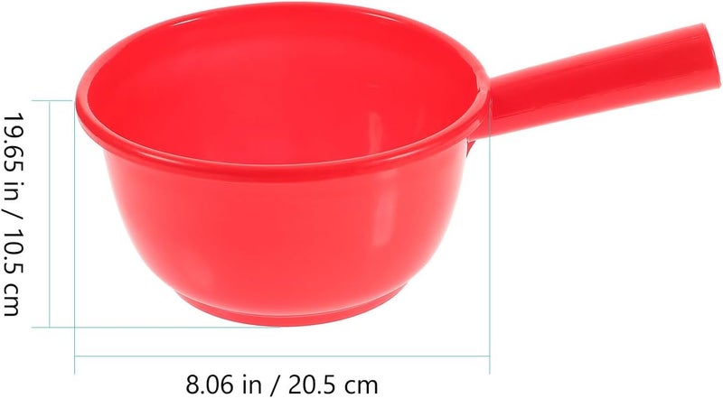 STOBAZA Handled Kitchen Water Ladle with Long Handle Reusable Plastic Water Scoop for Household Cooking and Bathroom Use in Red - Image 2