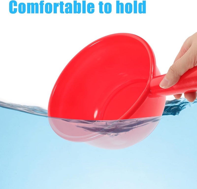 STOBAZA Handled Kitchen Water Ladle with Long Handle Reusable Plastic Water Scoop for Household Cooking and Bathroom Use in Red - Image 3