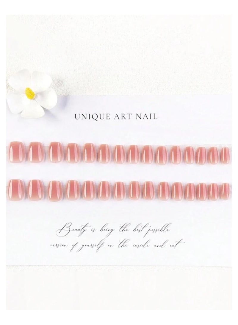 Pink glitter nail art in the shape of a coffin, 30 pieces - Image 2