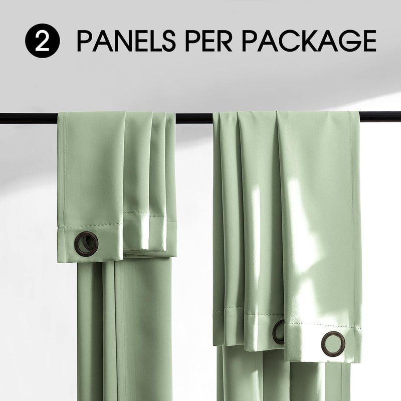 Rutterllow 100% Blackout Curtain 2 Panels  Heat and Full Light Blocking Drapes with Grommets for Bedroom  Thermal Insulated Window Treatment Drapes for Living Room (Sage Green  52Wx45L) - Image 5