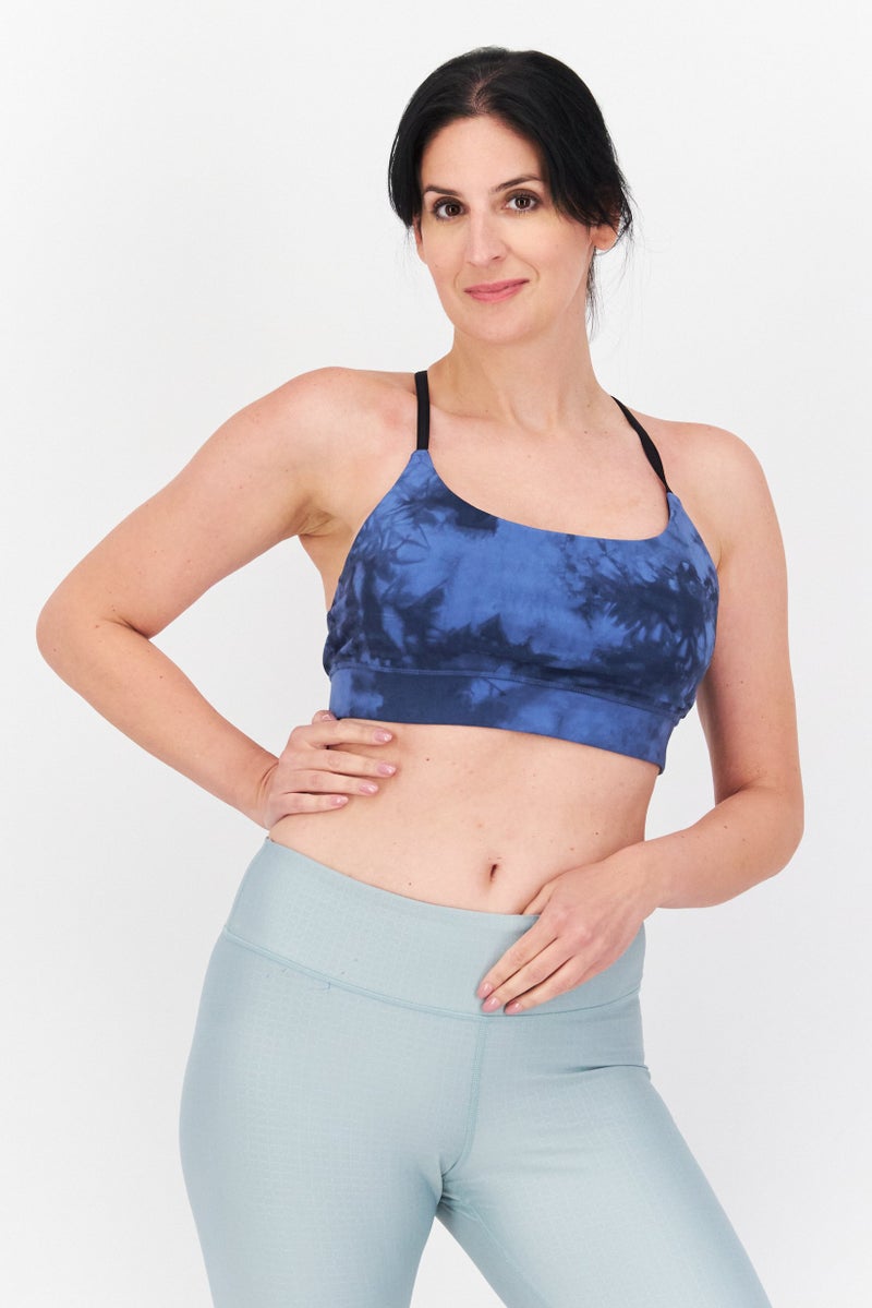 SKECHERS Women Sport Fit Skechdye Strappy Sports Bra, Navy/Black - Image 1