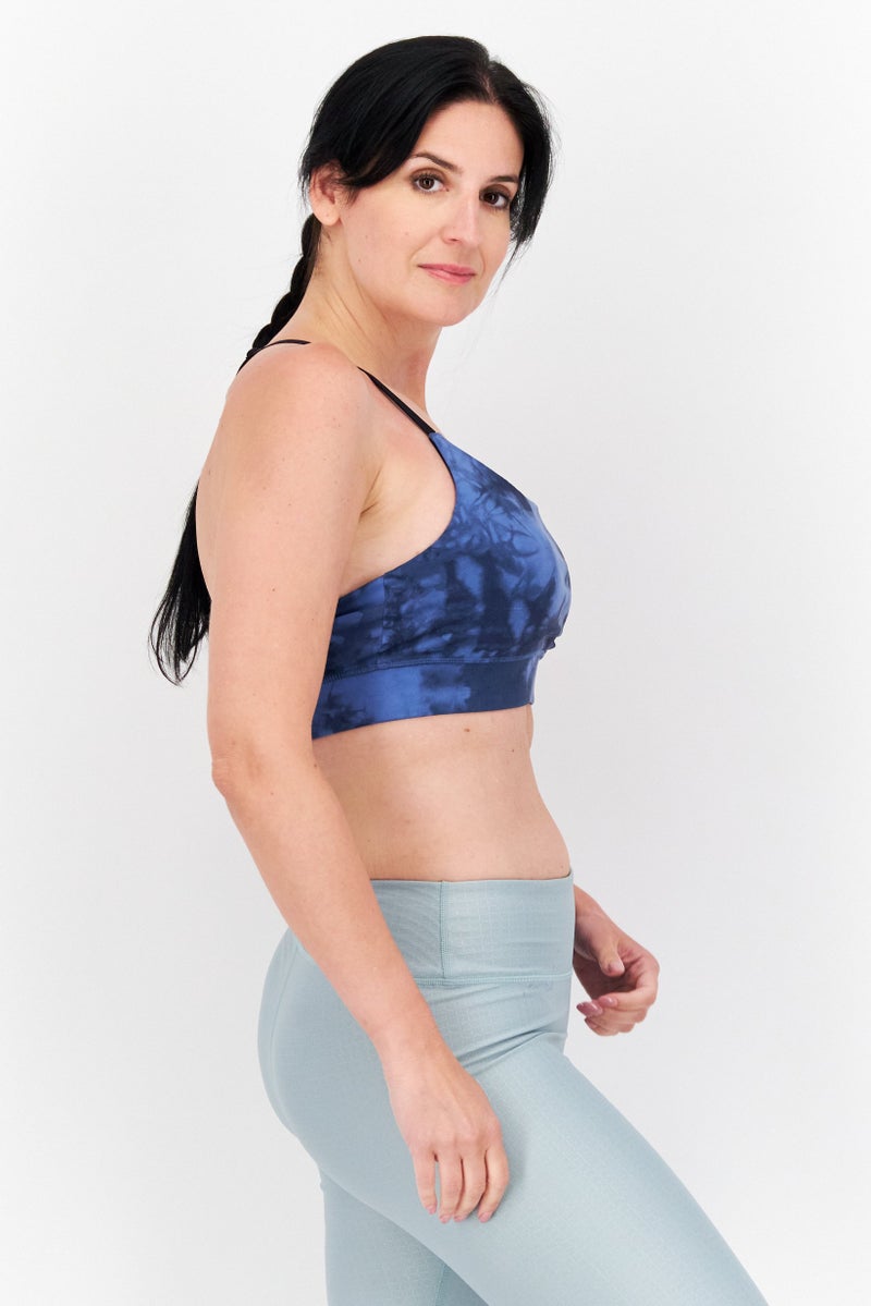 SKECHERS Women Sport Fit Skechdye Strappy Sports Bra, Navy/Black - Image 3