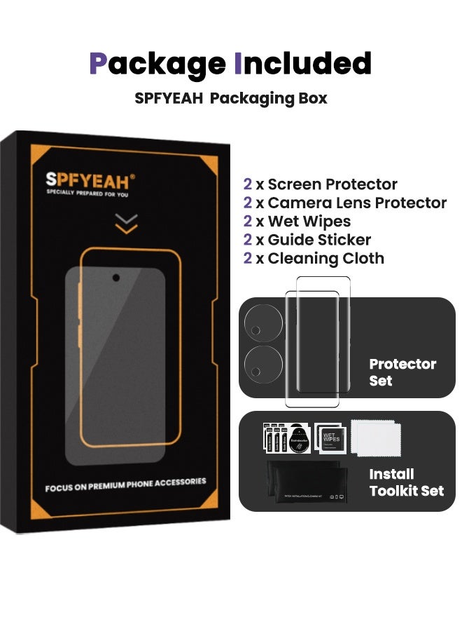 SPFYEAH [2+2 Pack] Honor X9c HD Screen Protector with Camera Lens Protector, [9H Hardness][Touch Sensitive][Fingerprint Unlock][Anti Scratch][Bubble Free][Case Friendly] Protector Set for Honor X9c 5G 6.78 inch (Boxed, 2+2 PCS)  - Image 3