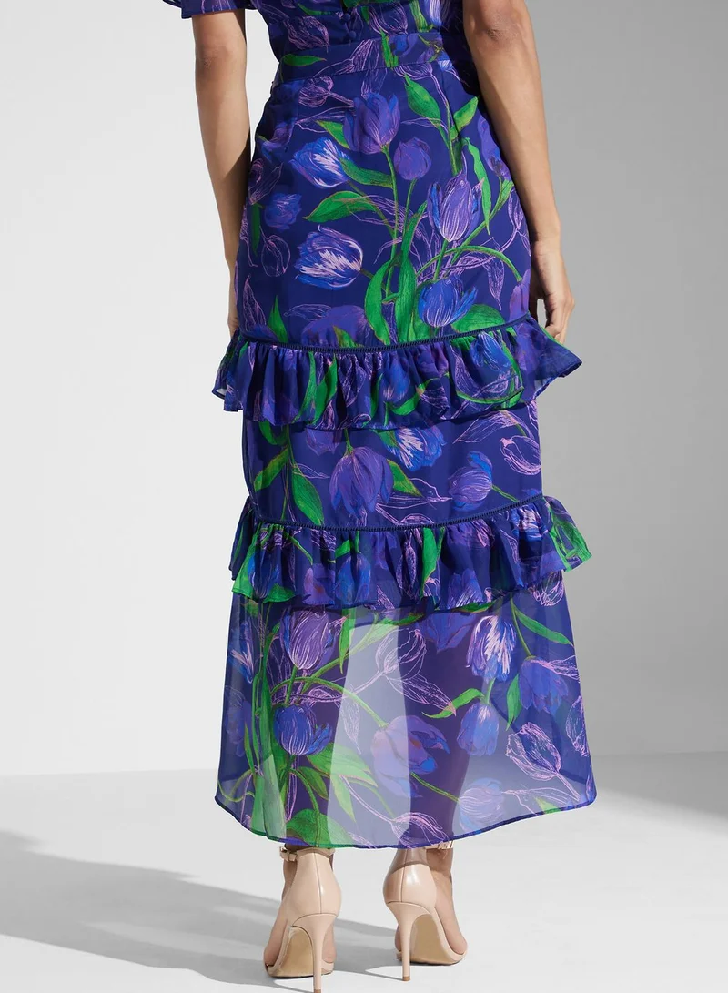 هوب اند ايفي تنورة ذات طبقات عالية الخصر