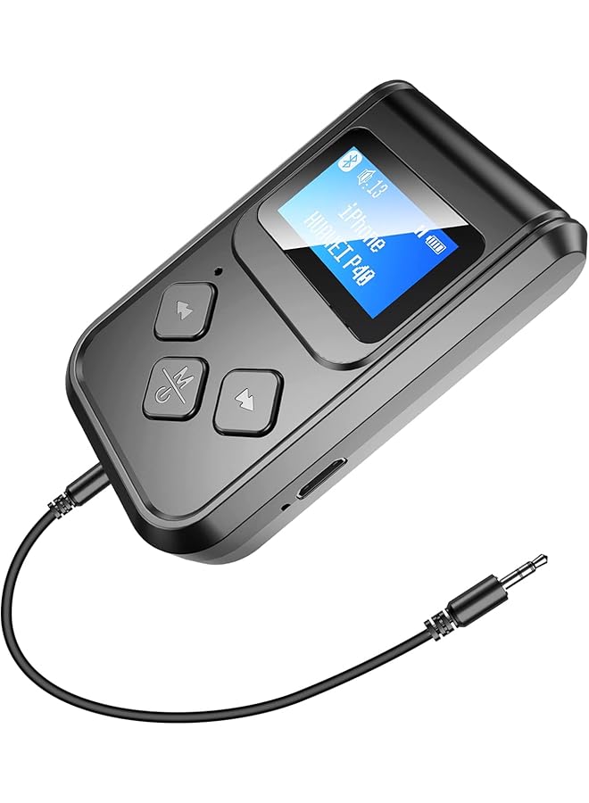 SYOSI Bluetooth Transmitter And Receiver, Bluetooth 5.0 Audio Adapter, 2-In-1 Wireless Bluetooth Adapter For Car/Tv/Pc/Home Audio System, 3.5Mm Wireless Audio Receiver Adapter With Display Screen - Image 1