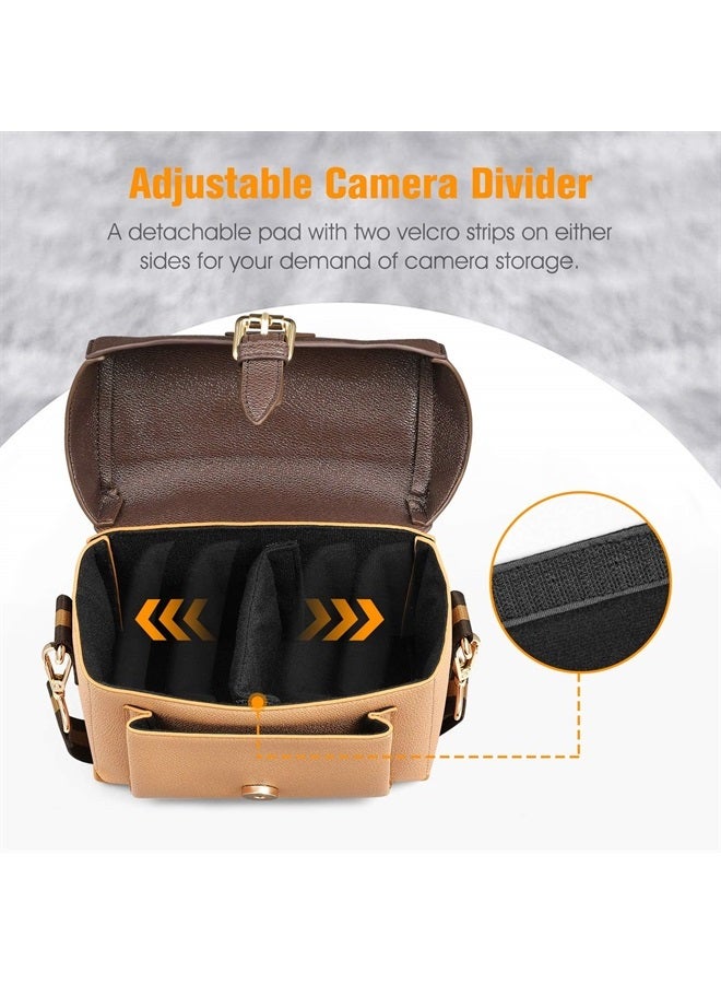 FINPAC Protective Case Leather Crossbody Handbag for Fujifilm Instax Mini 12/11/9/8+/8/90/70/40/26+/25/7s/Mini LiPlay/Square SQ1/SQ6/SQ40 Polaroid PIC-300 Instant Camera with Film Pack Pocket, Brown  - Image 3