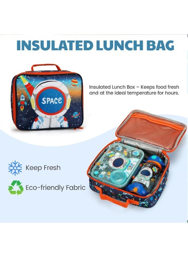 Lucky Kids 3-in-1 Lunch Box Set for Kids 3-Compartment Stainless Steel Bento Box with Insulated Bag & Water Bottle Leakproof, BPA-Free - Image 4