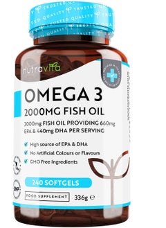 Nutravita Omega 3 Fish Oil 2000mg High Strength Capsules 4 Month Supply 240 Capsules  - Image 1