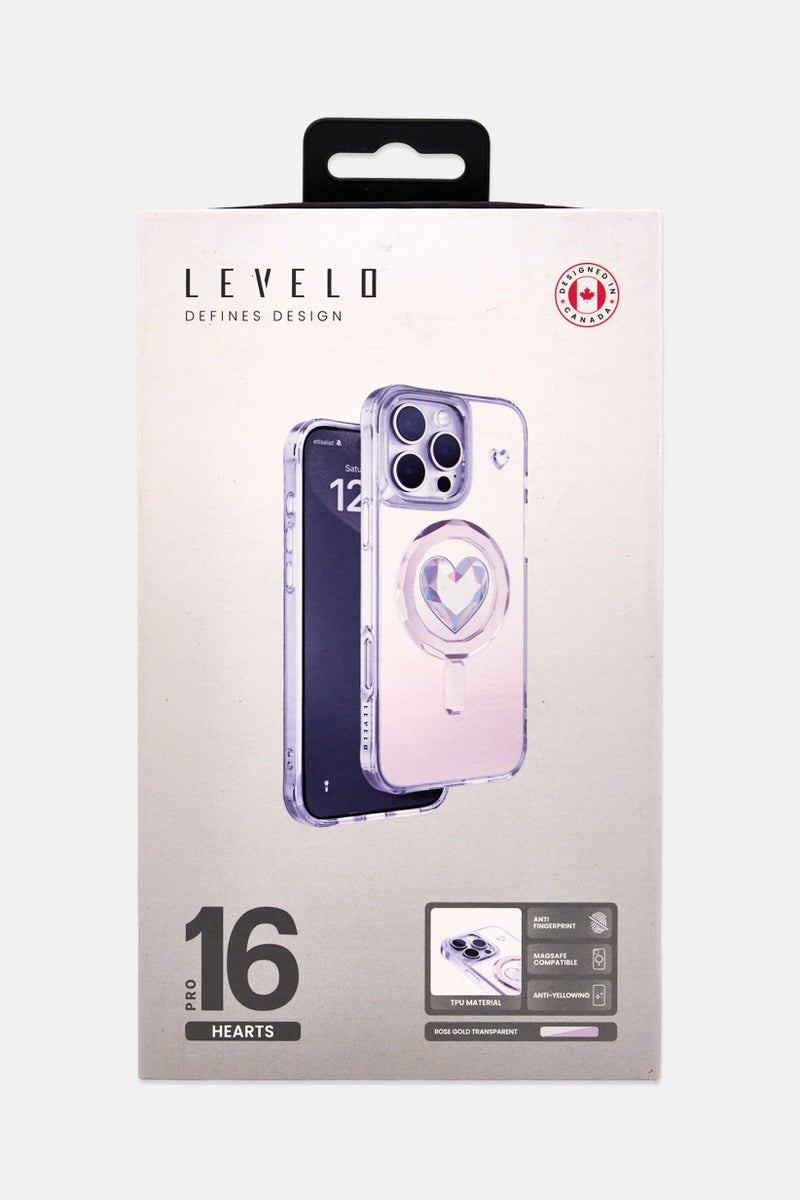 LEVELO iPhone 16 Pro Hearts Magsafe Protective Case, Transparent - Image 4
