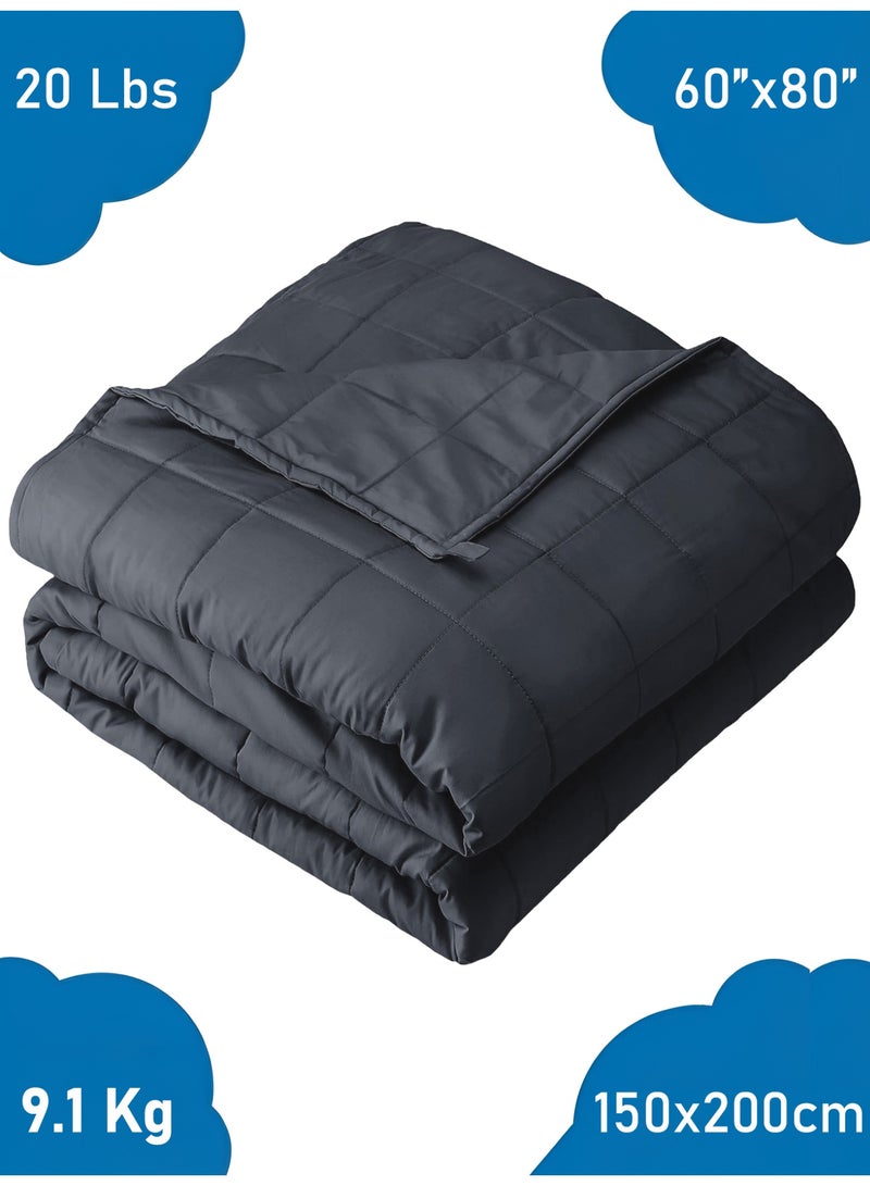 Fabienne Weighted Blanket 9.1kg/150x200cm Single Size Adult Heavy Blanket 60"x80"/20lbs Anxiety Relief Autism Therapy Insomnia Stress Relief Deep Pressure Gravity Blanket Dark Grey - Image 1
