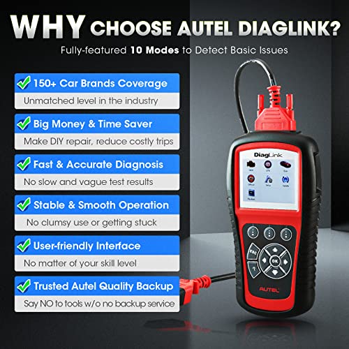 Autel OBDII OBD2 Code Reader Diaglink (DIY Version of MD802) All Systems/Modules Diagnostic for ABS, SRS, Engine, Transmission, EPB, Oil Reset - Image 5