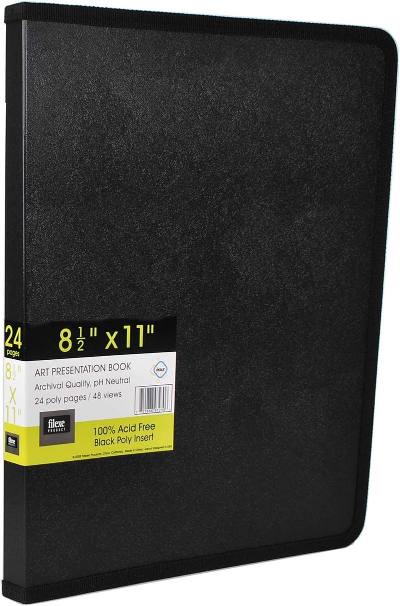 Filexec Products Art Presentation Book, 8.5"x11", 24Page/48 Views (93230),Black - Image 1