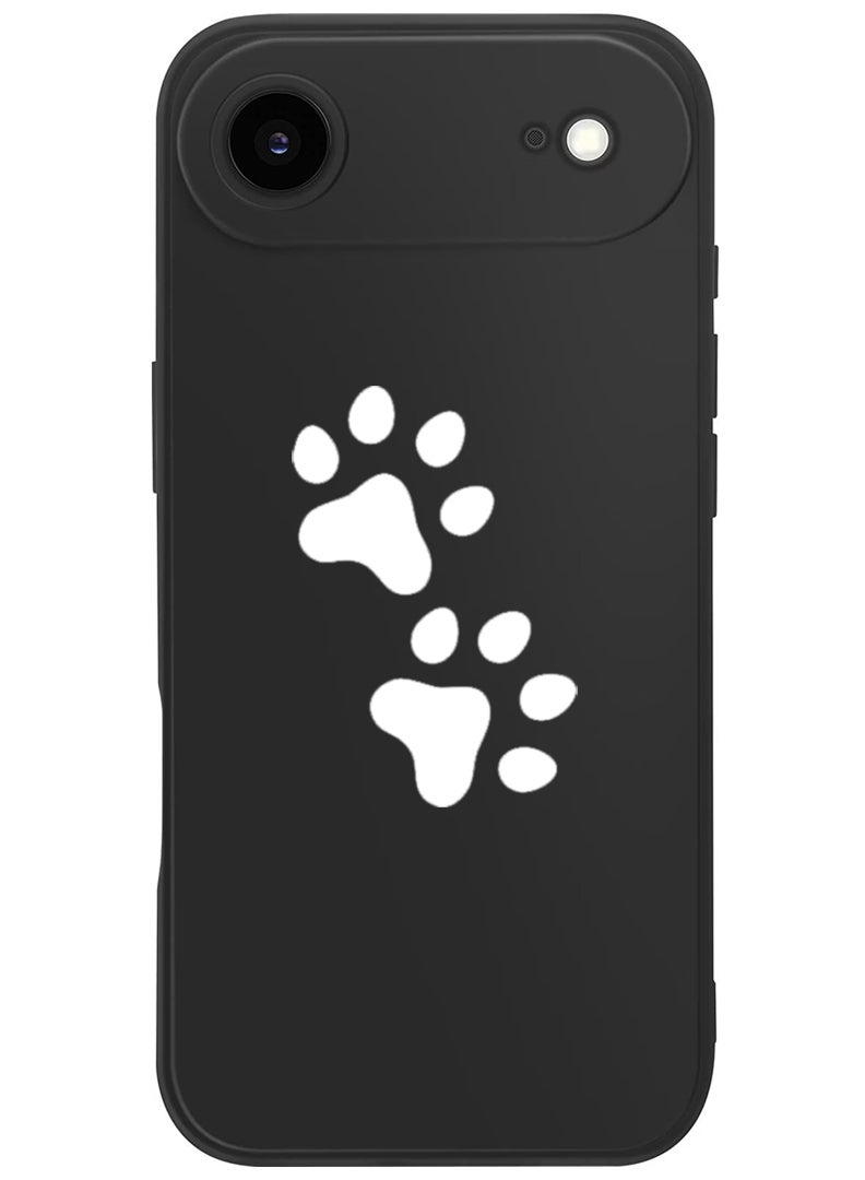 Theodor Protective Slim Fit Case Liquid Silicone Cover with Full Body Protection Anti-Scratch Shockproof Case For Apple iPhone 17 Air (Black) Paw - White - Image 1