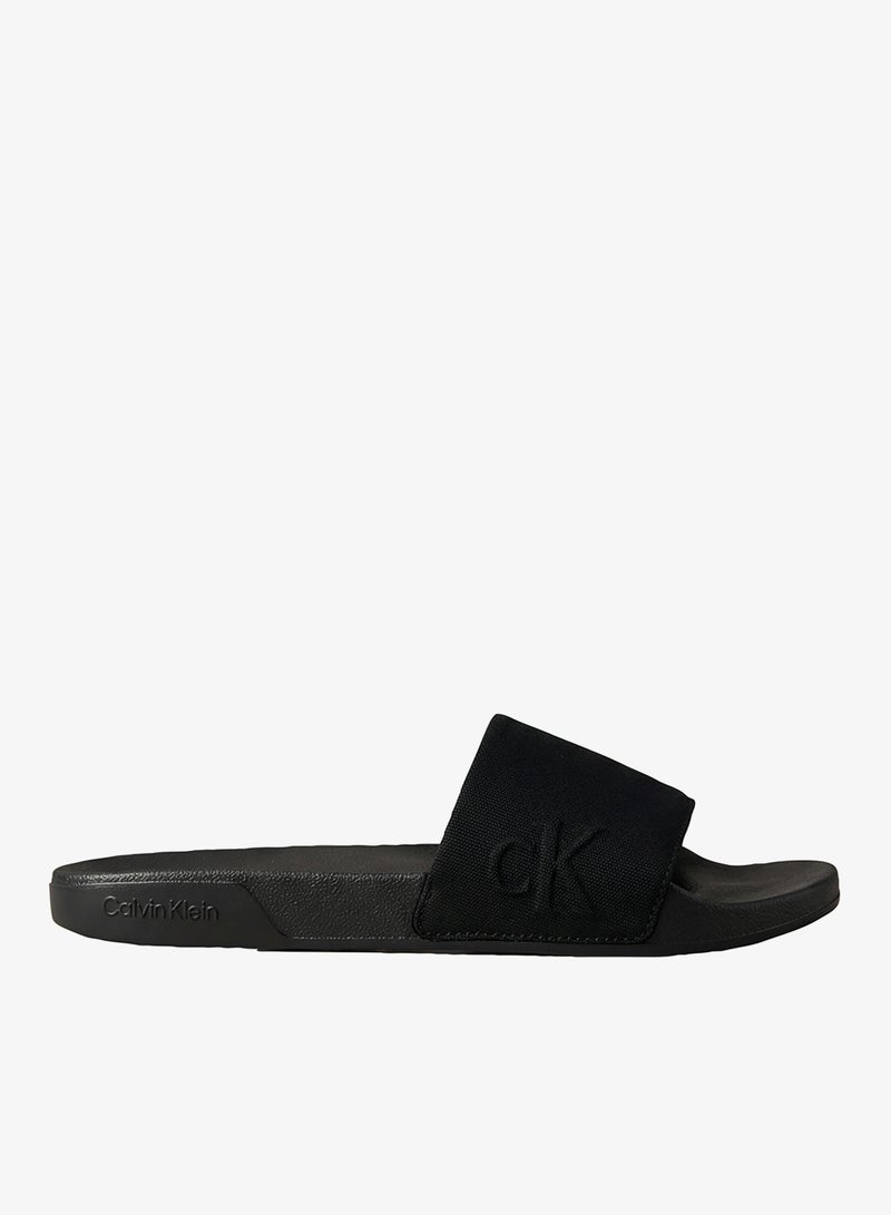 CALVIN KLEIN Cotton Canvas Slides - Image 1