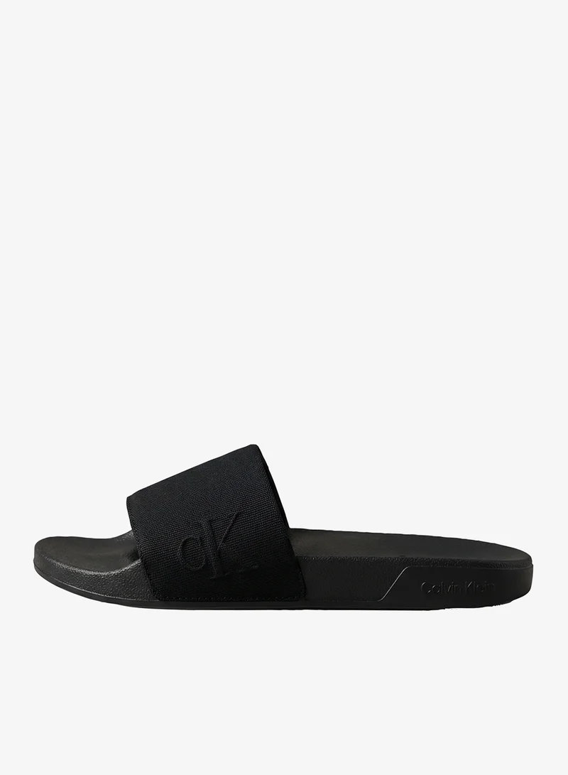 CALVIN KLEIN Cotton Canvas Slides
