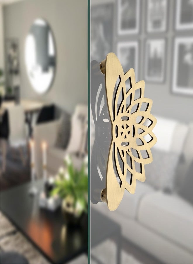 DEVDECOR, Lotus Design Door Pull Handles - Half-Cut Floral Pattern for Double Doors - Antique Finish Decorative Handles for Main & Interior Doors - Image 4