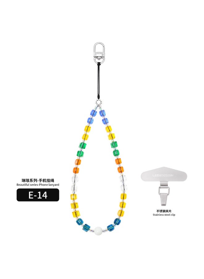 NIBEMINENT Phone Charm/ Chain Strap for Women Girls, White Pearl Cell Phone Case Lanyard Wrist Strap