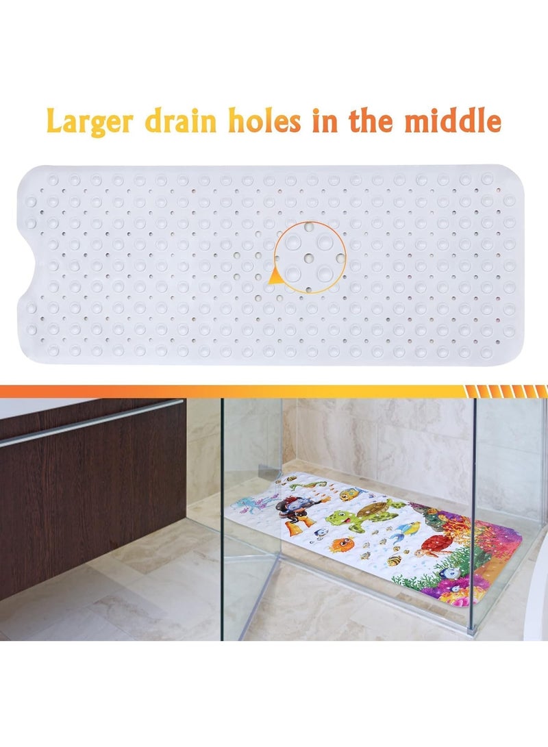 Baby Bath Mat for Kids, Non Slip Bath Tub Shower Mat, Anti Slip With Drain Holes and Suction Cups, No smell, Cartoon Design, Machine Washable, Turtle, 40 X16 Inch  - Image 4